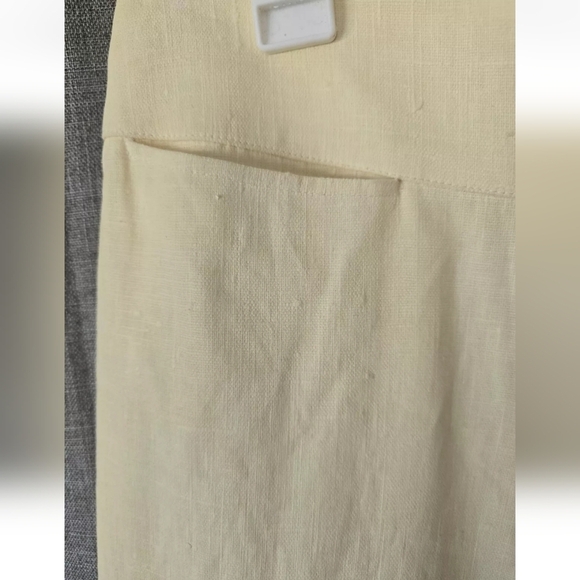 Celine Wide Leg 100% Linen Pants Wrap Waist Cream (Pale Yellow) Size 40 (US 12) - Picture 5 of 7